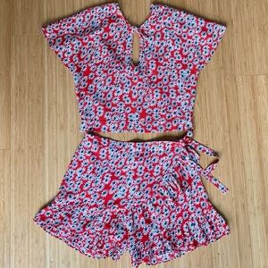 Zara Floral Top and Skort with Side Tie - Summer Set - Daisy Skirt / Shorts